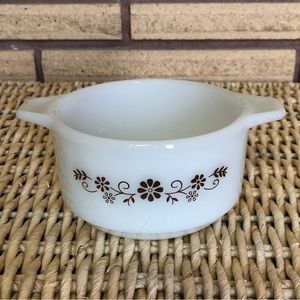 60's Brown Daisy Dinaware Serving Dish - Small Casserole Dish - Milk Glass